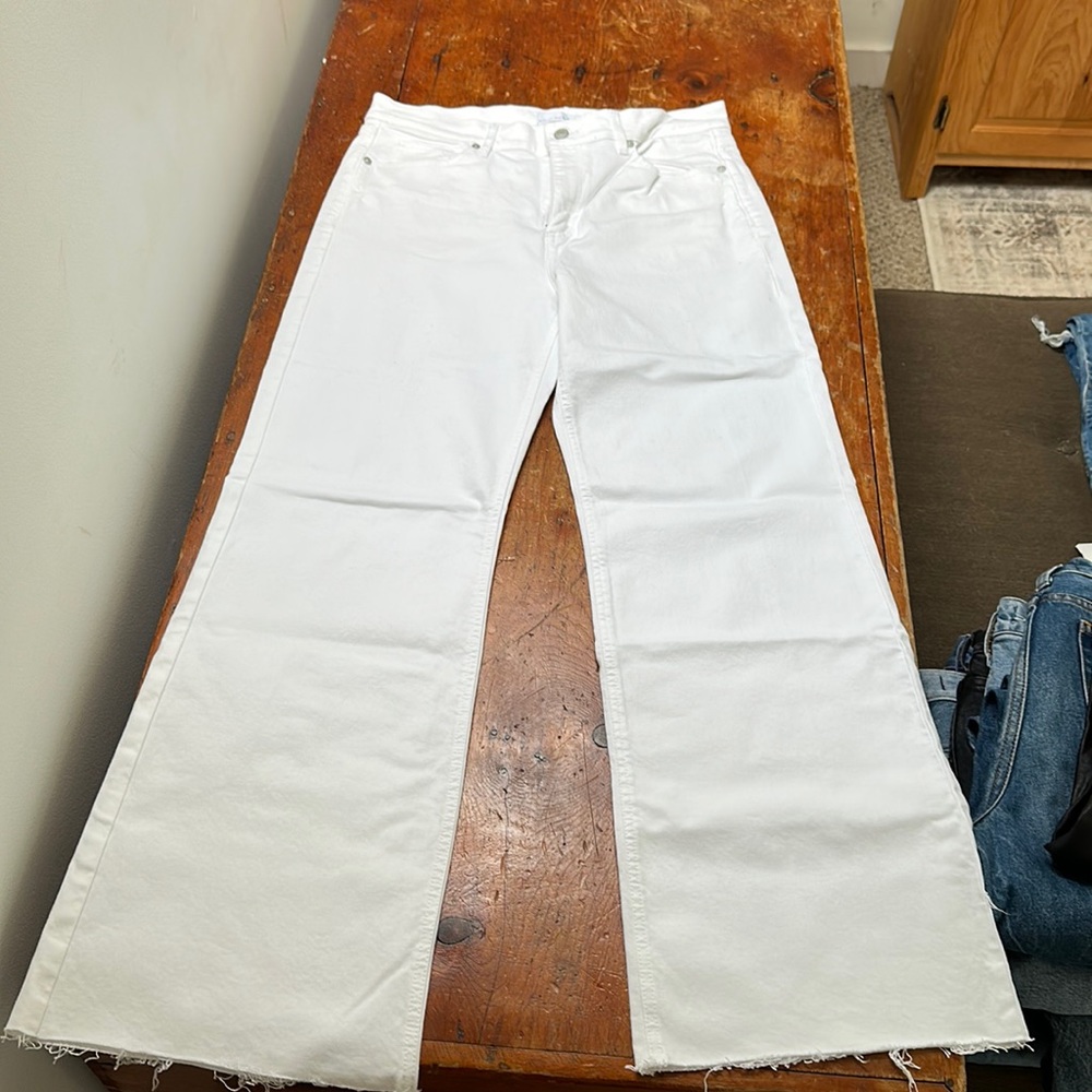 Loft Wide Leg High Rise White Jeans size 29/8